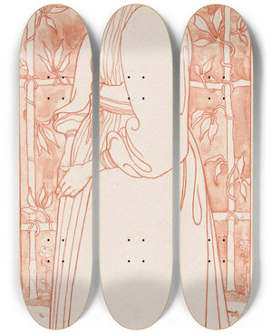 Triptych art skateboard deck of Richard Nicolas Roland Holst Huizer Meisje by Richard Nicolaus Roland Holst (1868-1938)