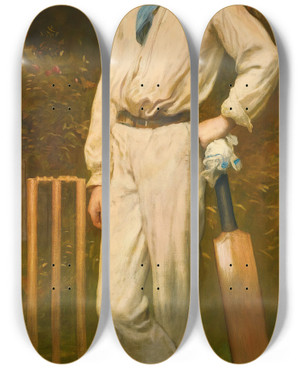 Triptych art skateboard deck of James Sant Portrait Of A Young Cricketer by James Sant (1820-1916)