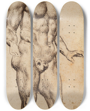 Triptych art skateboard deck of Anthony Van Dyck Mercury_3 by Anthony Van Dyck (1599-1641)