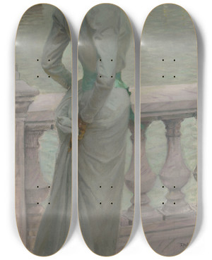Triptych art skateboard deck of Armand Point Un Rve Qui Passe by Armand Point (1861-1932)