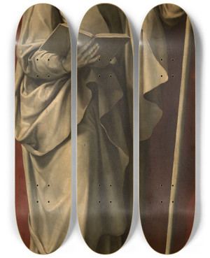 Triptych art skateboard deck of Maerten De Vos Saint Thomas by Maerten De Vos (1532-1603)