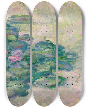 Triptych art skateboard deck of Claude Monet Nymphas Fragment_1 by Claude Monet (1840-1926)