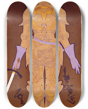 Triptych art skateboard deck of Georges De Feure A Jeanne Darc by Georges de Feure (1868-1943)