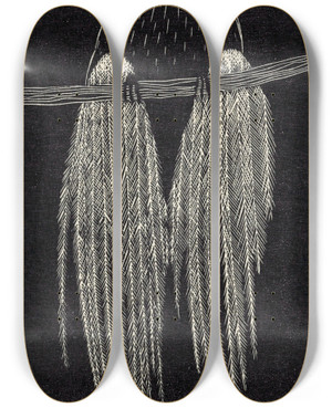 Triptych art skateboard deck of Samuel Jessurun De Mesquita Paradijsvogel by Samuel Jessurun De Mesquita (1868-1944)