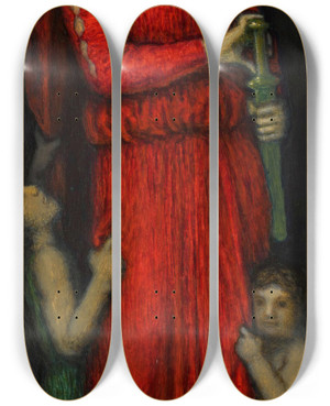 Triptych art skateboard deck of Franz Von Stuck Medea by Franz Von Stuck (1863-1928)