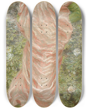 Triptych art skateboard deck of Albert Joseph Moore Roses by Albert Joseph Moore (1841-1893)