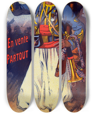 Triptych art skateboard deck of Lucien Lefvre Absinthe Mugnier by Lucien Lefevre (1850-1902)