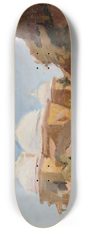 Jan Cigliski - Temple with white domes. From the journey to India 8.25 inch art skate deck