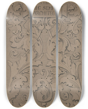 Triptych art skateboard deck of Gottfried Semper Vegtabile Fllung Mit Namensschild by Gottfried Semper