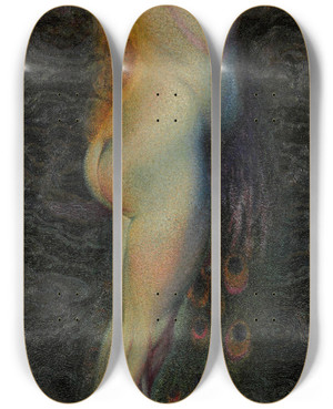 Triptych art skateboard deck of Plinio Nomellini Oro Ed Azzurro by Plinio Nomellini (1866-1943)