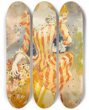 Triptych art skateboard deck of Jules Chret Librairie Edsagot by Jules Cheret (1836-1932)