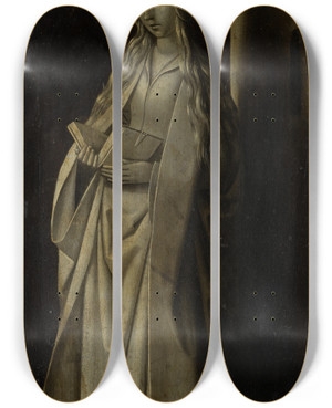 Triptych art skateboard deck of Master Of The Morrison Triptych St Barbara by Master of the Morrison Triptych