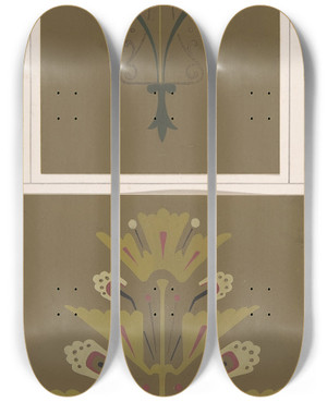 Triptych art skateboard deck of Christopher Dresser Design Drawing_9 by Christopher Dresser (1834-1904)