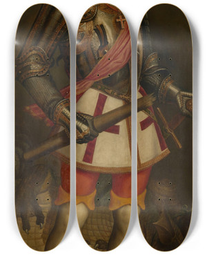 Triptych art skateboard deck of Michiel Coxie Saint George by Michiel Coxie (1499-1592)