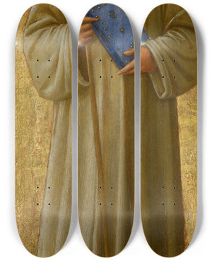 Triptych art skateboard deck of Fra Angelico Saint Romuald by Fra Angelico (1400-1455)
