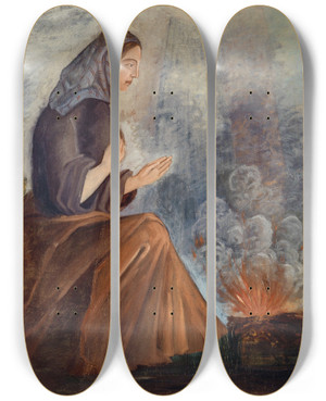 Triptych art skateboard deck of Paul Czanne Les Quatre Saisons Lhiver by Paul Cezanne (1839-1906)