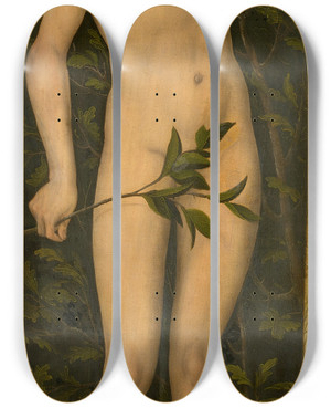 Triptych art skateboard deck of Lucas Cranach The Elder Adam by Lucas Cranach The Elder (1472-1553)