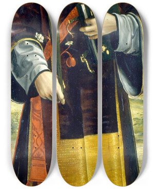Triptych art skateboard deck of Bernardo Zenale Saint Stephen by Bernardo Zenale (1464-1526)
