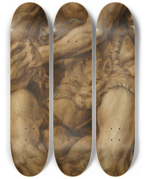 Triptych art skateboard deck of Maarten Van Heemskerck Hercules Destroying The Centaur Nessus by Maarten Van Heemskerck (1498-1574)