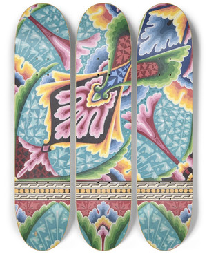 Triptych art skateboard deck of Christopher Dresser Design Drawing_11 by Christopher Dresser (1834-1904)