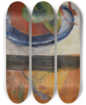 Triptych art skateboard deck of August Macke Alpenveilchen by August Macke (1887-1914)