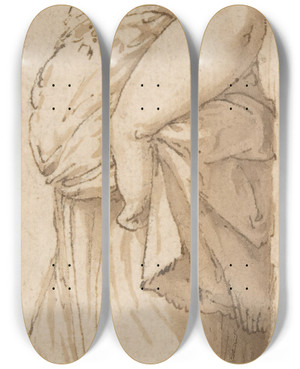 Triptych art skateboard deck of Pirro Ligorio Caryatid Facing Left by Pirro Ligorio (1512-1583)
