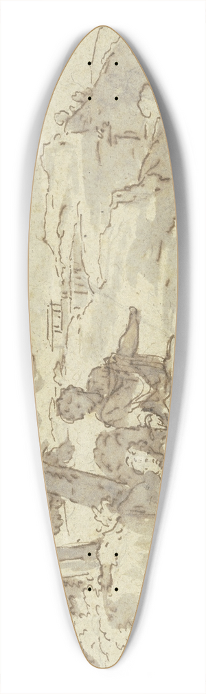 Abraham Genoels II - In einer Landschaft sitzen unter einer Baumgruppe zwei antike Figuren 39.3 inch art pintail longboard deck