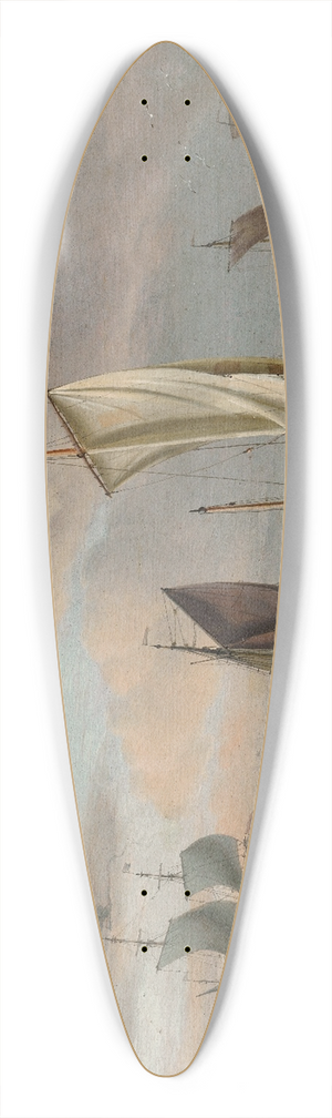 Abraham Storck - Beach View 39.3 inch art pintail longboard deck