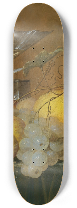 Jan Davidsz de Heem - Still Life With A Wine Glass, Lemon Peel, Peaches, Grapes And Cherries On The Corner Of A Partly Draped Wooden Table 8.25 inch art skate deck Jan Davidsz de Heem - Still Life With A Wine Glass, Lemon Peel, Peaches, Grapes And Cherries On The Corner Of A Partly Draped Wooden Table 8.25 inch art skate deck