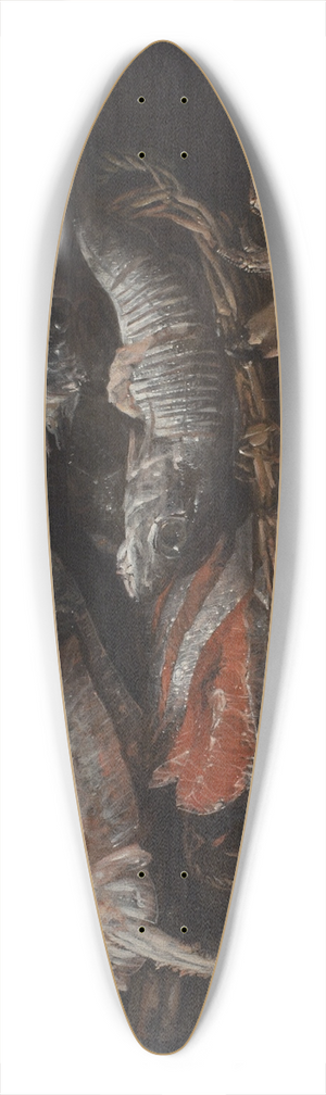 Abraham van Beyeren - Still Life With Fish On A Stone Table 39.3 inch art pintail longboard deck