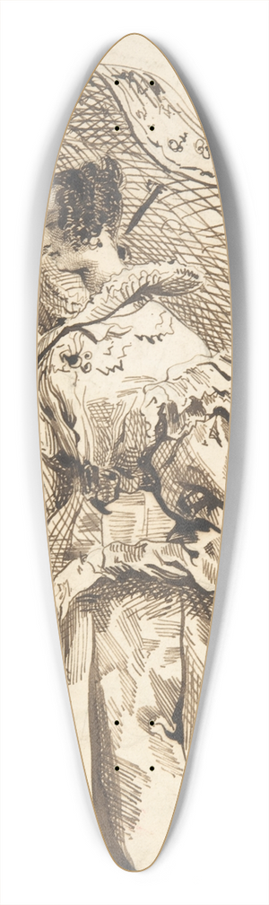 Achille Devria - Lady with a Parasol 39.3 inch art pintail longboard deck