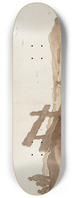 Jan de Bisschop - Hilly Landscape withFigures 8.25 inch art skate deck