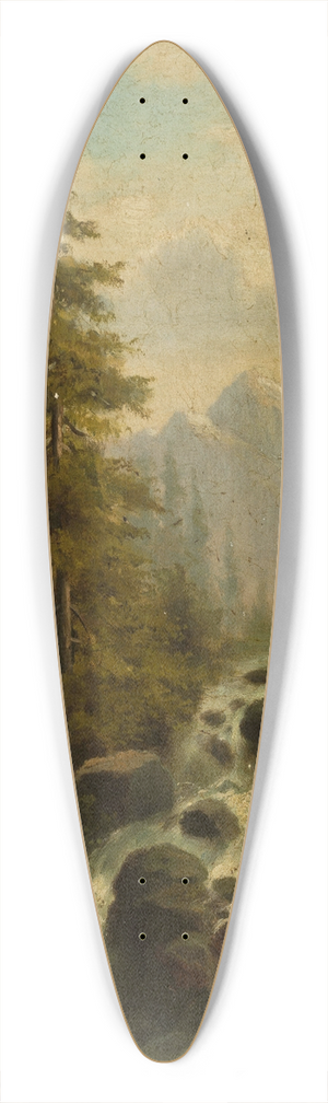 Adolf Chwala - Mountain landscape with a waterfall 39.3 inch art pintail longboard deck