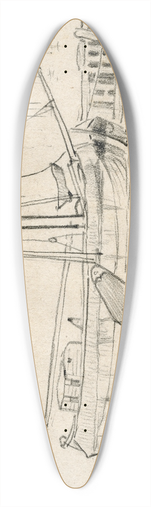 Adolf le Comte - Bij kade aangemeerde boot 39.3 inch art pintail longboard deck