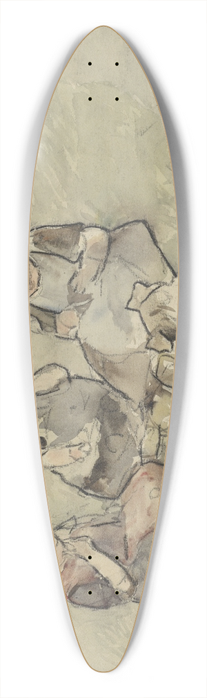 Adolf le Comte - Drie meisjes met een hond zittend in een weiland 39.3 inch art pintail longboard deck