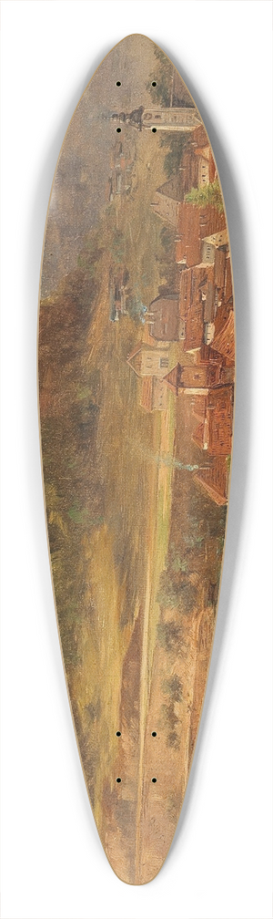 Adolf Obermllner - Dorf mit Fluss und Burg 39.3 inch art pintail longboard deck
