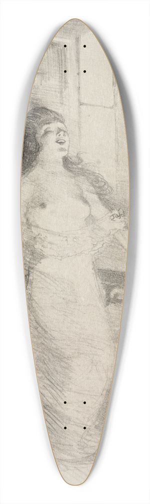 Adolphe Lon Willette - Pierrot 39.3 inch art pintail longboard deck