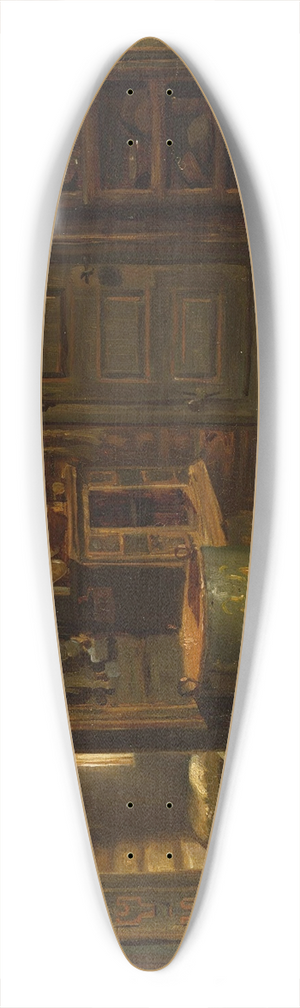 Adolph Tidemand - Farm Interior from Gulsvik in Hallingdal 39.3 inch art pintail longboard deck