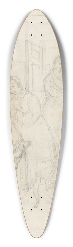 Adolph Tidemand - Fire figurer i interir 39.3 inch art pintail longboard deck