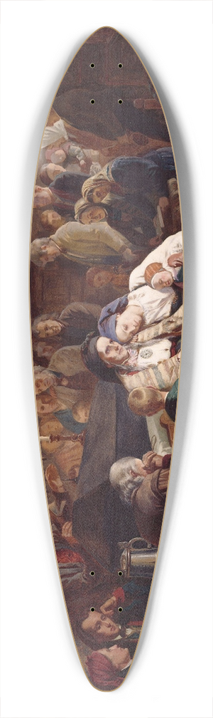 Adolph Tidemand - Funeral Feast 39.3 inch art pintail longboard deck