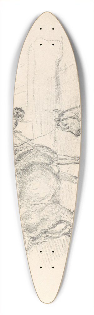 Adolph Tidemand - Geit og killing 39.3 inch art pintail longboard deck