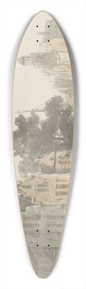 Adrianus Eversen - Stadsgezicht met kanaal 39.3 inch art pintail longboard deck