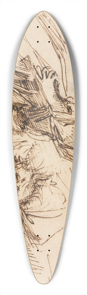 Agostino Carracci - Study of Heads (recto) 39.3 inch art pintail longboard deck