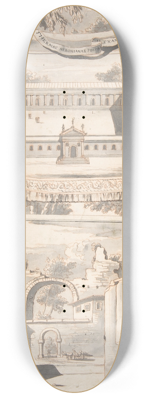 Jan Goeree - A Reconstruction of the Thermae of Nero (above) and a View of the Ruins (below) 8.25 inch art skate deck