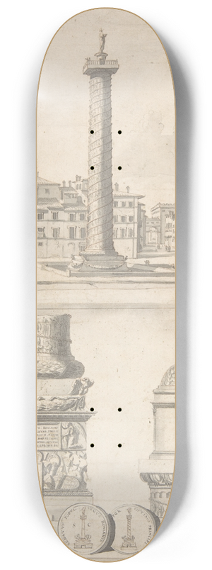Jan Goeree - A View of the Column of Trajan (above) with Details (below) 8.25 inch art skate deck