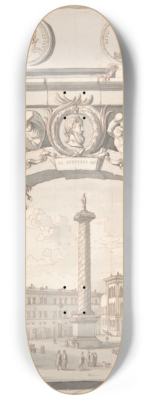 Jan Goeree - View of the Column of Marcus Aurelius 8.25 inch art skate deck