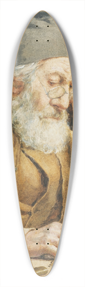 Albert Anker - Old Man Reading 39.3 inch art pintail longboard deck