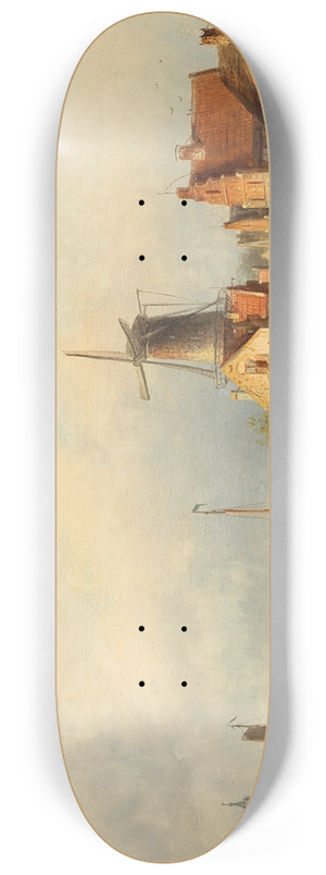 Jan Jacob Coenraad Spohler - Fishermen On The Canal 8.25 inch art skate deck