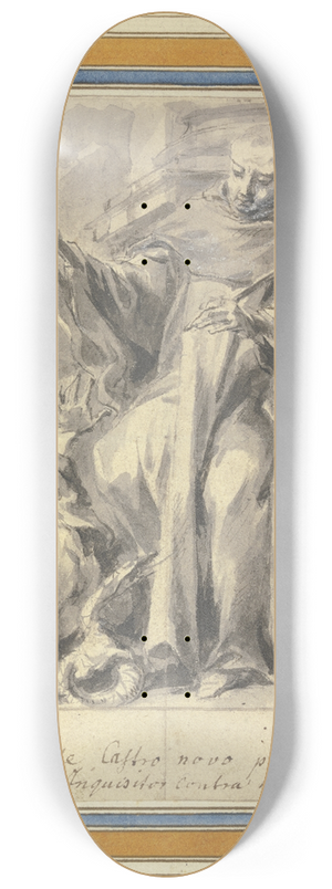 Jan Krytof Lika - Petrus von Chateauneuf mit Kreuz und Mrtyrerpalme und zwei das Ketzertum versinnbildlichende Figuren 8.25 inch art skate deck