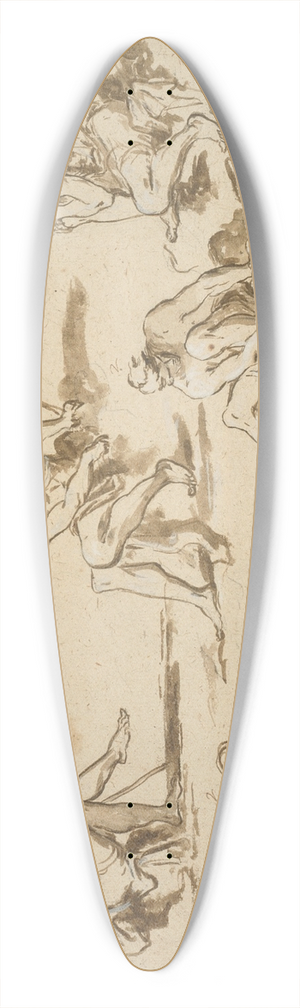 Alessandro Magnasco - Study Sheet with Seated Figures 39.3 inch art pintail longboard deck